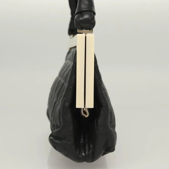 CHANEL Choco Bar Hand Bag Lamb Skin Black CC Auth 136265 - Picture 2 of 16